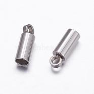 304 Stainless Steel Cord Ends, End Caps, Stainless Steel Color, 8.5x3mm, Hole: 1.5mm, Inner Diameter: 2.5mm(STAS-P161-05-2.5mm)