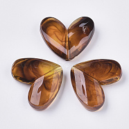 Transparent Acrylic Beads, Imitation Gemstone, Heart, Saddle Brown, 27.5x33x8.5mm, Hole: 3mm(X-OACR-S028-118)
