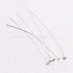 925 Sterling Silver Flat Head Pins, Silver, 24~25x0.5mm, Head: 1.5mm, about 344pcs/20g(STER-K017-25mm-S)
