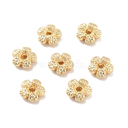 Rack Plating Alloy Beads, Long-Lasting Plated, Cadmium Free & Lead Free, Flower, Real 14K Gold Plated, 7x3mm, Hole: 1mm(PALLOY-D004-04G)
