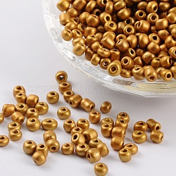 Baking Paint Glass Seed Beads, Goldenrod, 4~5x3~4mm, about 500pcs/50g(X-SEED-S003-K30)