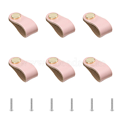 Leather Handle, Jewelry Box Accessories, with Aluminum Screws, Pink, 140x25x11mm, Hole: 6mm(DIY-WH0182-20C)