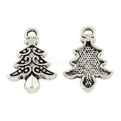 Tibetan Style Christmas Tree Alloy Pendants, Cadmium Free & Lead Free, Antique Silver, 22x14x2mm, Hole: 2.5mm, about 1135pcs/1000g(TIBEP-Q050-09AS-RS)