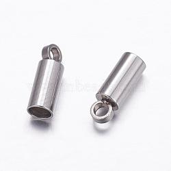 Tarnish Resistant 304 Stainless Steel Cord Ends, End Caps, Stainless Steel Color, 8.5x3mm, Hole: 1.5mm, Inner Diameter: 2.5mm(STAS-P161-05-2.5mm)