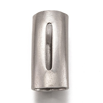 304 Stainless Steel Slide Charms, Curved Tube, Stainless Steel Color, 28.5x12.5x9mm, Hole: 10.5x7mm
