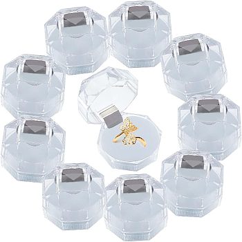 Transparent Plastic Ring Boxes, Jewelry Box, White, 3.8x3.8x3.8cm