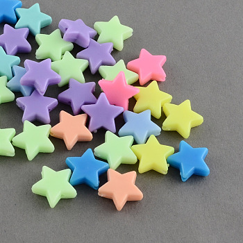 Opaque Acrylic Beads, Star, Mixed Color, 13x14x5mm, Hole: 1.5mm, about 1090pcs/500g