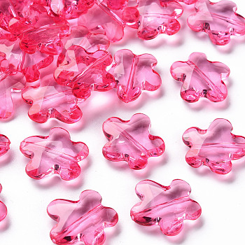 Transparent Acrylic Beads, Faceted, Flower, Camellia, 18.5x18.5x5.5mm, Hole: 1.2mm, about 470pcs/500g
