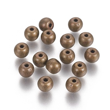 Tibetan Style Alloy Round Beads, Cadmium Free & Nickel Free & Lead Free, Antique Bronze, 6mm, Hole: 1.5mm, about 1690pcs/1000g
