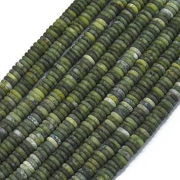 Frosted Natural Chinese Jade Beads Strands, Rondelle, 6x2mm, Hole: 0.7mm, about 182pcs/strand, 15.16''(38.5cm)