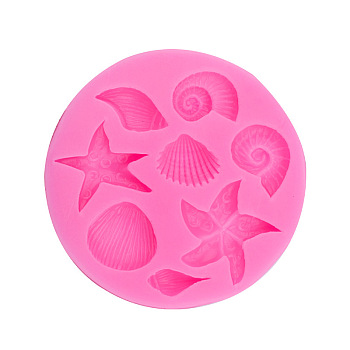 Starfish/Shell DIY Silicone Molds, Fondant Molds, Resin Casting Molds, for Chocolate, Candy, UV Resin & Epoxy Resin Craft Making, Pink, 86x10mm