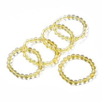 Synthetic Citrine Beaded Stretch Bracelets, Round, 2-1/8 inch(55mm), Bead: 8~9mm