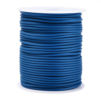 Hollow Pipe PVC Tubular Synthetic Rubber Cord, Wrapped Around White Plastic Spool, Marine Blue, 2mm, Hole: 1mm, about 54.68 yards(50m)/roll