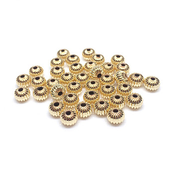 Brass Beads, Pumpkin, Real 14K Gold Plated, 4mm, Hole: 1mm