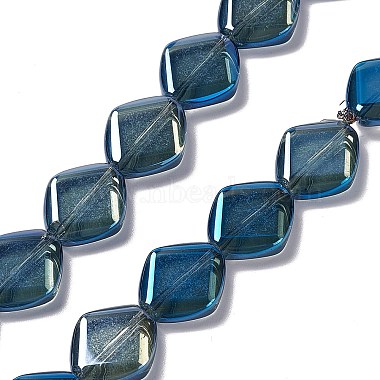 Prussian Blue Rhombus Glass Beads