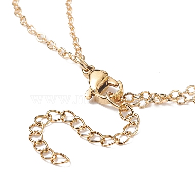 Glass Butterfly & Natural Pearl Pendants Double Layer Necklace with Clear Cubic Zirconia(NJEW-TA00043-03)-7