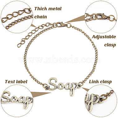 4Pcs 4 Style Word Soap & Lotion Link Bracelets Set for Women(BJEW-OC0001-04)-7