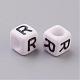 Letter R White Cube Letter Acrylic Beads(X-PL37C9308-R)-2