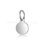 Anti-Tarnish 304 Stainless Steel Pendants, with Jump Ring, Flat Round Charm, Mirror Polished Finish Stamping Blank Tag, Stainless Steel Color, 7.5x6x1mm, Hole: 3.5mm(STAS-I311-33A-P)
