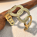 304 Stainless Steel Cuff Bangles for Women, Golden, Ring, Inner Diameter: 2.44 inch(6.2cm)(WG694E4-01)