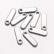 201 Stainless Steel Charms, Oval, Stainless Steel Color, 12x3.5x1mm, Hole: 1.5mm(STAS-G062-48)