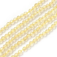 Transparent Glass Beads Strands, Faceted, Round, Yellow, 2mm, Hole: 0.5mm, about 164~182pcs/strand, 14.8~15.7 inch(37.5~40cm)(GLAA-F094-A10)