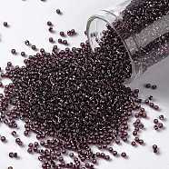 TOHO Round Seed Beads, Japanese Seed Beads, (26C) Silver Lined Amethyst, 15/0, 1.5mm, Hole: 0.7mm, about 3000pcs/10g(X-SEED-TR15-0026C)