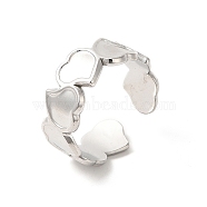 304 Stainless Steel Heart Open Cuff Ring for Women, Stainless Steel Color, US Size 6 1/2(17mm)(RJEW-E063-20P)