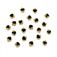 Zinc Alloy with Enamel Jewelry Charms Accessories, Heart, Golden, Black, 7x8mm(ENAM-TAC0007-13E)