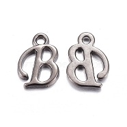 Gunmetal Plated Alloy Letter Pendants, Rack Plating, Cadmium Free & Lead Free, Letter.B, 13x10x2mm, Hole: 1.5mm(PALLOY-J718-01B-B)