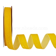 Velvet Ribbon, Single Side, for Gift Packing, Party Decoration, Yellow, 1 inch(25mm), about 18.59~19.69 Yards(17~18m)/Roll(SRIB-WH0006-18E)