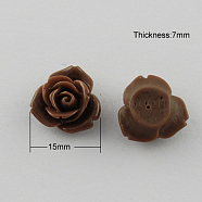 Resin Cabochons, Flower, Saddle Brown, 15x7mm(CRES-B3434-A27)