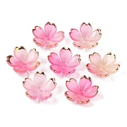 Acrylic Bead Caps, 5-Petal Flower, Hot Pink, 17.5x18x5mm, Hole: 1.2mm, 1162pcs/500g(OACR-H119-01G)