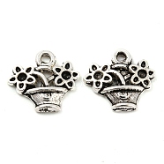 Tibetan Style Alloy Pendant Rhinestone Settings, Cadmium Free & Lead Free, Flower, Antique Silver, Fit for 1.4mm Rhinestone, 12.5x14x2.5mm, Hole: 1.4mm, about 1428pcs/1000g(FIND-G065-18AS)