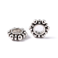 Alloy Beads Spacers, Cadmium Free & Nickel Free & Lead Free, Flower, Antique Silver, 11x4mm, Hole: 5mm(PALLOY-5541-AS-NR)