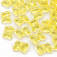 Transparent Acrylic Pendants, Bowknot, Yellow, 13.5x18x5.5mm, Hole: 2.5mm, about 625pcs/500g(TACR-T024-02BA-916)