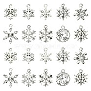 60Pcs 10 Styles Tibetan Style Alloy Pendants, Lead Free & Cadmium Free, Snowflake, Antique Silver, 18~23x14.5~17x1~2.5mm, Hole: 1~2mm, 6pcs/style(FIND-FS0002-21)