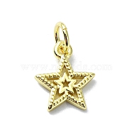 Brass Charms, Star, Real 18K Gold Plated, 11.5x9.5x1.5mm, Hole: 3mm(KK-H475-38G-02)