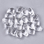 Transparent Glass Charms, Teardrop, Clear, 9x6x6mm, Hole: 0.5mm(X-GGLA-S042-04A)