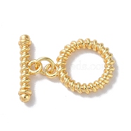 Brass Toggle Clasps, Ring & Bar, Real 18K Gold Plated, Ring: 17.5x15x2.5mm, Hole: 1.8mm, Bar: 18x5.5x3mm, Hole: 1.6mm(KK-F867-46G)