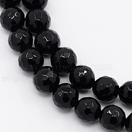 Black Stone Beads Strands, Dyed, Faceted, Round, 8mm, Hole: 1mm, about 47pcs/strand, 15 inch(X-G-I087-8mm)