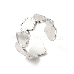 Non-Tarnish 304 Stainless Steel Heart Open Cuff Ring for Women, Stainless Steel Color, US Size 6 1/2(17mm)(RJEW-E063-20P)