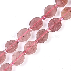 Natural Strawberry Quartz Beads Strands, Faceted, Oval, with Seed Beads, 10x8x4mm, Hole: 0.8mm, about 33pcs/strand, 15.83''(40.2cm)(G-G182-C01-01)