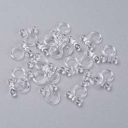 Plastic Clip-on Earring Findings, with Loop, for Non-Pierced Ears, Clear, 11x10x3mm, Hole: 1mm(X-KY-K012-02)
