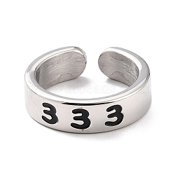 Angel Number Rings for Women, 304 Stainless Steel Enamel Cuff Finger Rings, Num.3, US Size 6 3/4(17.1mm)(RJEW-C016-01C-P)