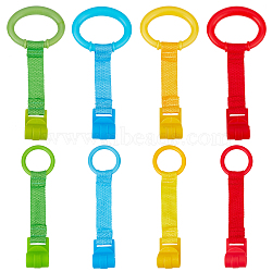 SUPERFINDINGS 8Pcs 8 Style Plastic Play Bed Pull Ring, with Nylon Belt, Mixed Color, 200~205x53.5~92x25mm, Hole: 39.5~68mm, 1pc/style(AJEW-FH0001-94)
