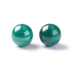 Natural Malachite Beads, Half Drilled, Round, 8mm, Hole: 1.2mm(G-E557-13B)