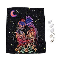 UV Reactive Blacklight Tapestry, Polyester Decorative Wall Tapestry, for Home Decoration, Rectangle, Skull Pattern, 950x750x0.5mm(HJEW-F015-01C)