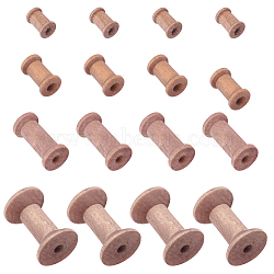 PandaHall Elitef 40Pcs 4 Style Schima Wood Sewing Embroidery Thread Spool, Empty Bobbins, for Embroidery and Sewing Machines, Tan, 27x16mm, 10pcs/style(ODIS-PH0001-33)