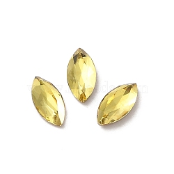 Glass Rhinestone Cabochons, Point Back & Back Plated, Faceted, Horse Eye, Citrine, 8x4x2.5mm(RGLA-P037-09A-D226)